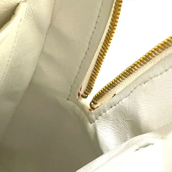 CHANEL Matelasse logo Tote Bag Hand Bag Cotton Canvas Ivory x Black - Picture 10 of 11